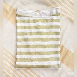 J. Crew🌟Gold Shimmer Boatneck Distressed Gold Print Striping 100%Cotton UNWORN